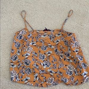 Yellow mustard floral crop top